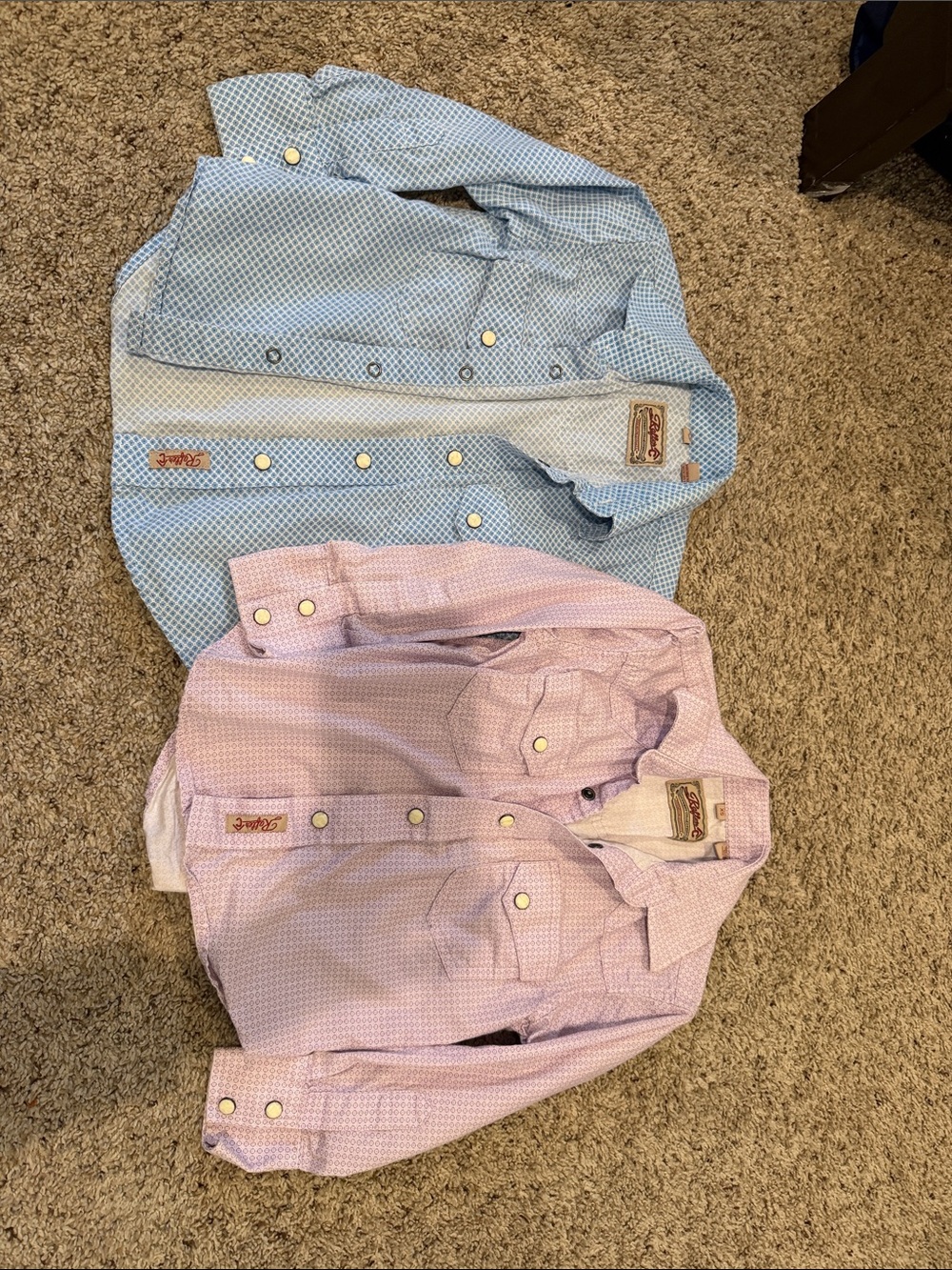 2 Rafter C Boys Pearl Snap Western Shirts – XS – Blue & Purple